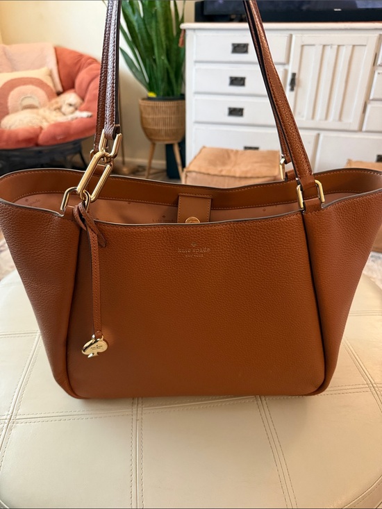 kate spade Handbags - kate spade Cognac Pebbled Leather Tote with Gold Hardware
